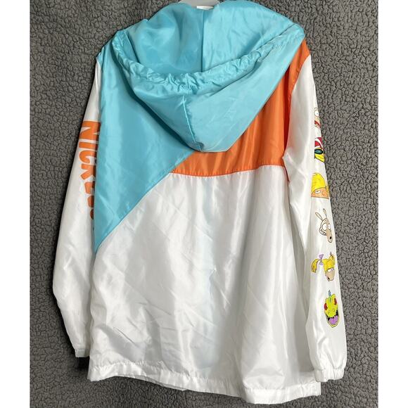 Nickelodeon Jacket Men’s Size Medium Blue White Windbreaker 90s Cartoons Fullzip - Picture 3 of 14